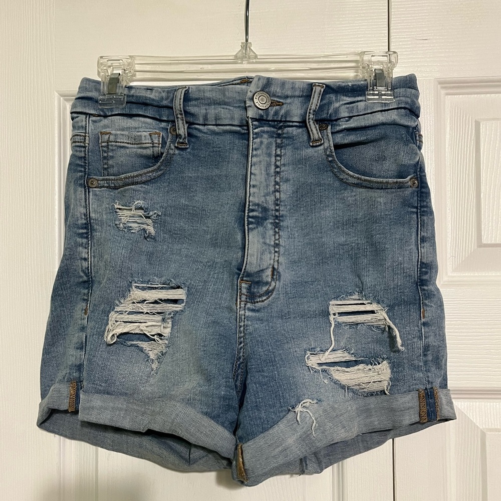 High Rise Ripped Jean Shorts
